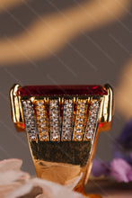 Load image into Gallery viewer, 1 Gram Gold Plated Emerald Cut Ring with Diamond Accents for Men