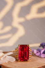 Load image into Gallery viewer, 1 Gram Gold Plated Emerald Cut Ring with Diamond Accents for Men