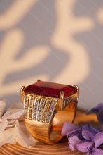 Load image into Gallery viewer, 1 Gram Gold Plated Emerald Cut Ring with Diamond Accents for Men