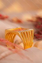 Load image into Gallery viewer, 1 Gram Gold Plated Symbolic Rectangular Ring with Diamond Accents for Men
