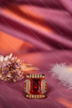 Load image into Gallery viewer, 1 Gram Gold Plated Crimson Stone With Diamond Gold Plated Ring For Men