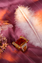 Load image into Gallery viewer, 1 Gram Gold Plated Crimson Stone With Diamond Gold Plated Ring For Men