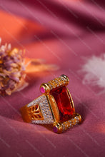Load image into Gallery viewer, 1 Gram Gold Plated Crimson Stone With Diamond Gold Plated Ring For Men