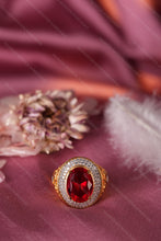 Load image into Gallery viewer, 1 Gram Gold Plated Oval-Cut Gemstone Designer Ring for Men