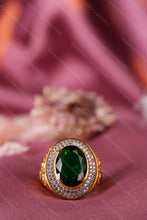 Load image into Gallery viewer, 1 Gram Gold Plated Oval-Cut Gemstone Designer Ring for Men