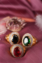 Load image into Gallery viewer, 1 Gram Gold Plated Oval-Cut Gemstone Designer Ring for Men