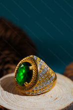 Load image into Gallery viewer, 1 Gram Gold Forming Oval Stone with Diamond Shape Design Ring for Men
