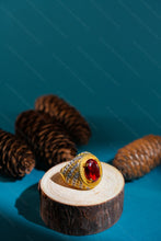 Load image into Gallery viewer, 1 Gram Gold Forming Oval Stone with Diamond Shape Design Ring for Men