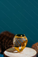 Load image into Gallery viewer, 1 Gram Gold Forming Oval Stone with Diamond Shape Design Ring for Men