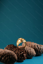 Load image into Gallery viewer, 1 Gram Gold Plated Chehhar Ma Idol with Diamond Border Design Ring for Men