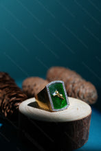 Load image into Gallery viewer, 1 Gram Gold Plated Deer Design with Green Enamel and Diamond Border Ring for Men