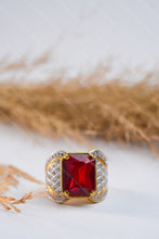 Load image into Gallery viewer, 1 Gram Gold Plated Stone with Diamond Luxury Intricate Design Ring for Men