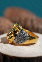 Load image into Gallery viewer, 1 Gram Gold Plated Lion with Diamond-Styled Design Ring for Men