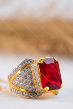 Load image into Gallery viewer, 1 Gram Gold Plated Stone with Diamond Luxury Intricate Design Ring for Men