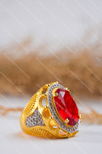 Load image into Gallery viewer, 1 Gram Gold Plated Premium Stone with Diamond Accent Best Quality Ring for Men