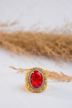 Load image into Gallery viewer, 1 Gram Gold Plated Premium Stone with Diamond Accent Best Quality Ring for Men