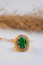 Load image into Gallery viewer, 1 Gram Gold Plated Premium Stone with Diamond Accent Best Quality Ring for Men