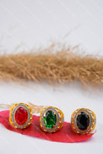 Load image into Gallery viewer, 1 Gram Gold Plated Premium Stone with Diamond Accent Best Quality Ring for Men