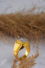 Load image into Gallery viewer, 1 Gram Gold Forming Emerald-Cut Stone with Classic Design Ring for Men