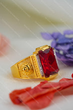 Load image into Gallery viewer, 1 Gold Plated Lion Motif Rectangular Heritage Stone with Diamonds Ring for Men