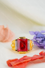 Load image into Gallery viewer, 1 Gold Plated Lion Motif Rectangular Heritage Stone with Diamonds Ring for Men