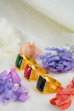 Load image into Gallery viewer, 1 Gold Plated Lion Motif Rectangular Heritage Stone with Diamonds Ring for Men