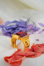 Load image into Gallery viewer, 1 Gold Plated Lion Motif Rectangular Heritage Stone with Diamonds Ring for Men