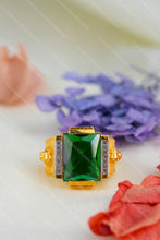 Load image into Gallery viewer, 1 Gold Plated Lion Motif Rectangular Heritage Stone with Diamonds Ring for Men