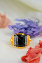Load image into Gallery viewer, 1 Gold Plated Lion Motif Rectangular Heritage Stone with Diamonds Ring for Men