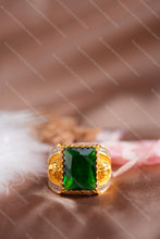 Load image into Gallery viewer, 1 Gold Plated Lion Motif Rectangular Heritage Ring with Embedded Diamonds for Men