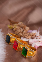 Load image into Gallery viewer, 1 Gold Plated Lion Motif Rectangular Heritage Ring with Embedded Diamonds for Men