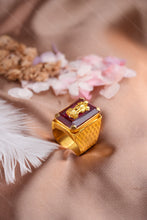 Load image into Gallery viewer, 1 Gram Gold Plated Ashoka Pillar with Red Stone Ring for Men