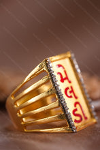 Load image into Gallery viewer, 1 Gram Gold Plated Symbolic Rectangular Ring with Diamond Accents for Men