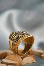Load image into Gallery viewer, 1 Gram Gold Plated Rabari Vedh Oval Diamond Ring with Intricate Accents for Men
