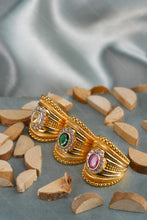 Load image into Gallery viewer, 1 Gram Gold Plated Rabari Vedh Oval Diamond Ring with Intricate Accents for Men