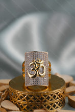 Load image into Gallery viewer, 1 Gram Gold Plated Om with Diamond Glittering Design Ring for Men