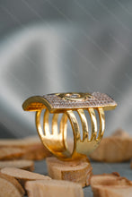 Load image into Gallery viewer, 1 Gram Gold Plated Om with Diamond Glittering Design Ring for Men