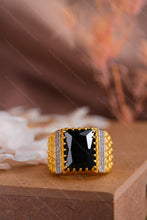 Load image into Gallery viewer, 1 Gram Gold Plated Premium Ring with Ornate Design and Stone Detailing for Men