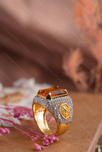 Load image into Gallery viewer, 1 Gram Gold Plated Orange Stone Royal High-Quality Ring for Men