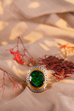 Load image into Gallery viewer, 1 Gram Gold Plated Oval Gemstone Men's Ring with Diamond Accents For Men