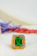 Load image into Gallery viewer, 1 Gram Gold Plated Square Heritage Stone with Diamonds Ring for Men