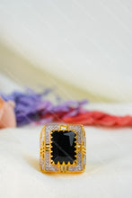 Load image into Gallery viewer, 1 Gram Gold Plated Square Heritage Stone with Diamonds Ring for Men
