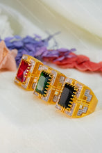 Load image into Gallery viewer, 1 Gram Gold Plated Square Heritage Stone with Diamonds Ring for Men